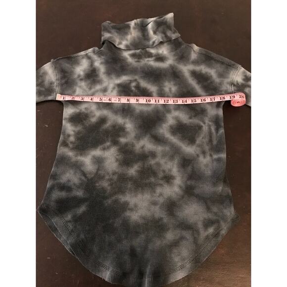 Anthropologie Maeve Ainsley Cowl Neck Gray/Black Tie Dye Thermal Top - EXSM - Picture 7 of 11